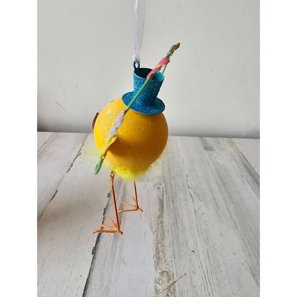 Glitter chick metal jointed ornament as is flower bird feathers - Picture 2 of 9